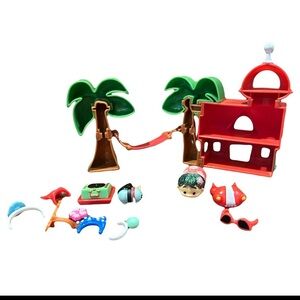 Rare Disney Tsum Tsum Lilo & STITCH Playset House Palm Tree Set